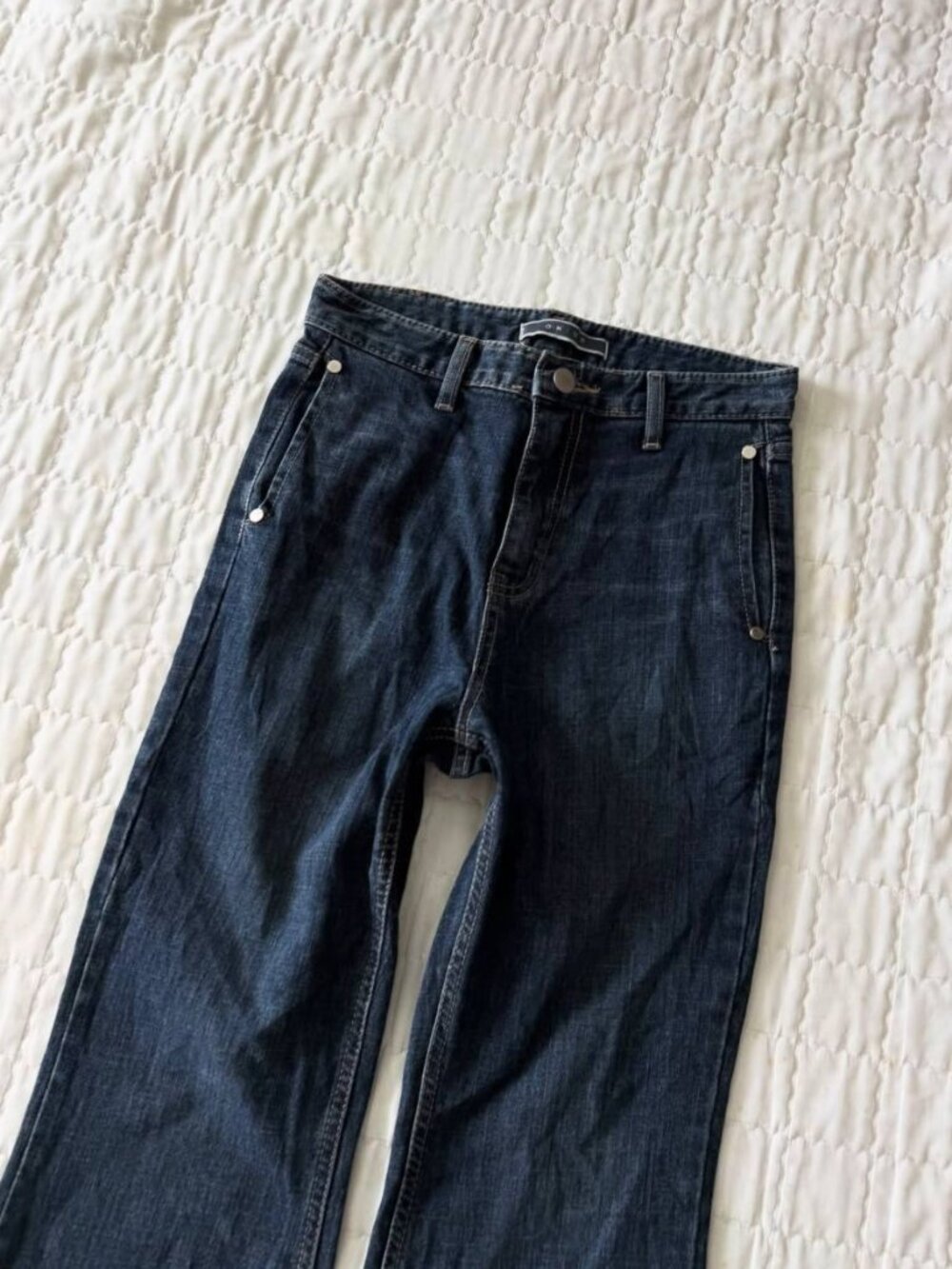 Vintage Dark Wash Wide Leg Flare Jeans - Picture 2 of 5